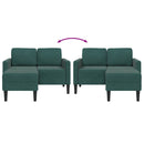 vidaXL sötétzöld bársony 2 üléses kanapé L-alakú kanapéval 125 cm