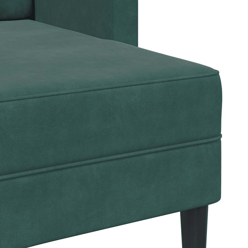 vidaXL sötétzöld bársony 2 üléses kanapé L-alakú kanapéval 125 cm