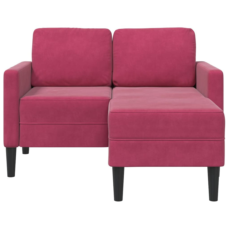 vidaXL borvörös bársony 2 üléses kanapé L-alakú kanapéval 125 cm