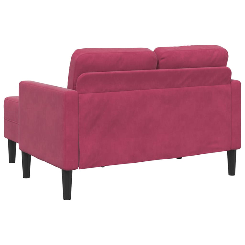 vidaXL borvörös bársony 2 üléses kanapé L-alakú kanapéval 125 cm