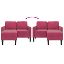 vidaXL borvörös bársony 2 üléses kanapé L-alakú kanapéval 125 cm