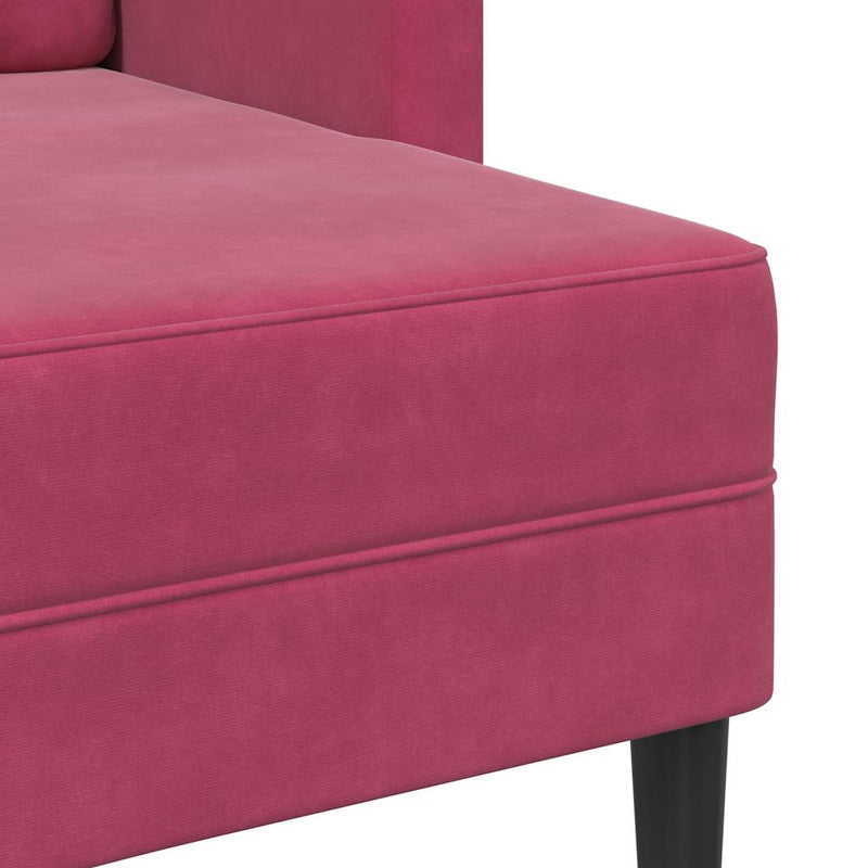 vidaXL borvörös bársony 2 üléses kanapé L-alakú kanapéval 125 cm