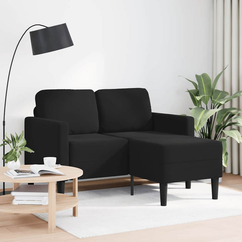 vidaXL fekete bársony 2 üléses kanapé L-alakú kanapéval 125 cm