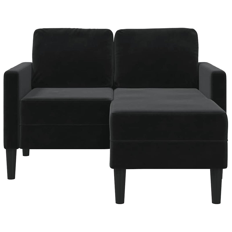 vidaXL fekete bársony 2 üléses kanapé L-alakú kanapéval 125 cm