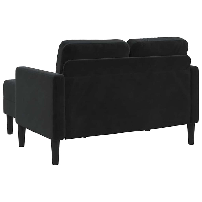 vidaXL fekete bársony 2 üléses kanapé L-alakú kanapéval 125 cm