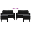 vidaXL kétszemélyes, L-alakú, fekete bársony kanapé heverővel 125 cm