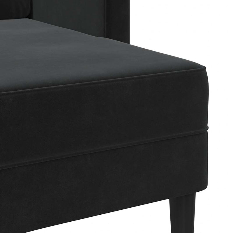 vidaXL fekete bársony 2 üléses kanapé L-alakú kanapéval 125 cm