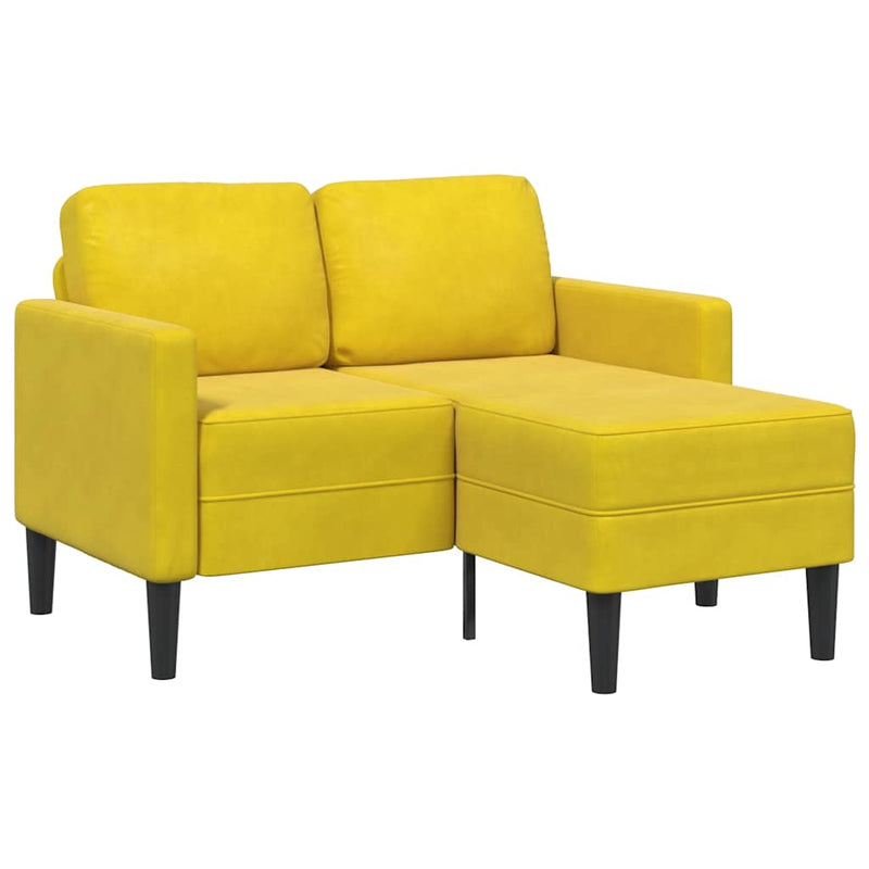 vidaXL sárga bársony 2 üléses kanapé L-alakú kanapéval 125 cm