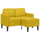 vidaXL sárga bársony 2 üléses kanapé L-alakú kanapéval 125 cm
