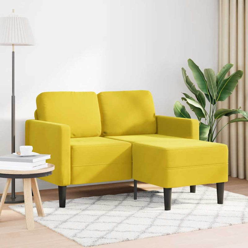 vidaXL sárga bársony 2 üléses kanapé L-alakú kanapéval 125 cm