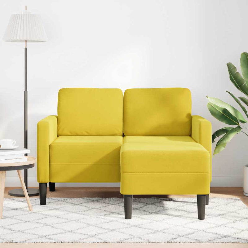 vidaXL sárga bársony 2 üléses kanapé L-alakú kanapéval 125 cm