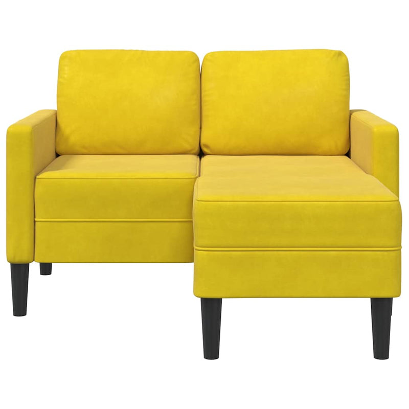 vidaXL sárga bársony 2 üléses kanapé L-alakú kanapéval 125 cm