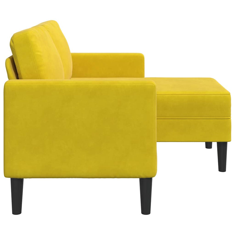 vidaXL sárga bársony 2 üléses kanapé L-alakú kanapéval 125 cm