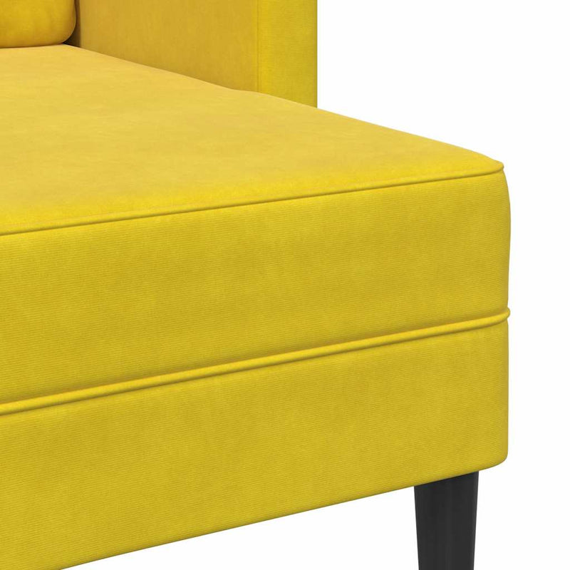 vidaXL sárga bársony 2 üléses kanapé L-alakú kanapéval 125 cm
