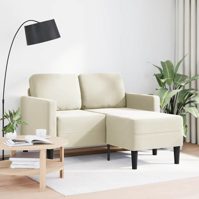 vidaXL krémszínű bársony 2 üléses kanapé L-alakú kanapéval 125 cm