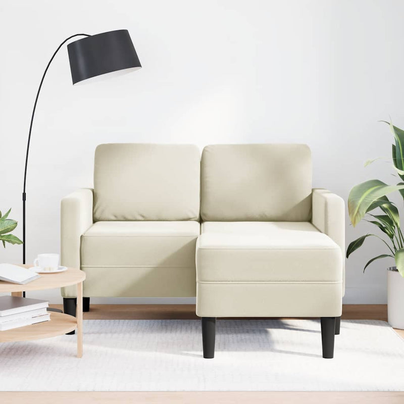 vidaXL krémszínű bársony 2 üléses kanapé L-alakú kanapéval 125 cm