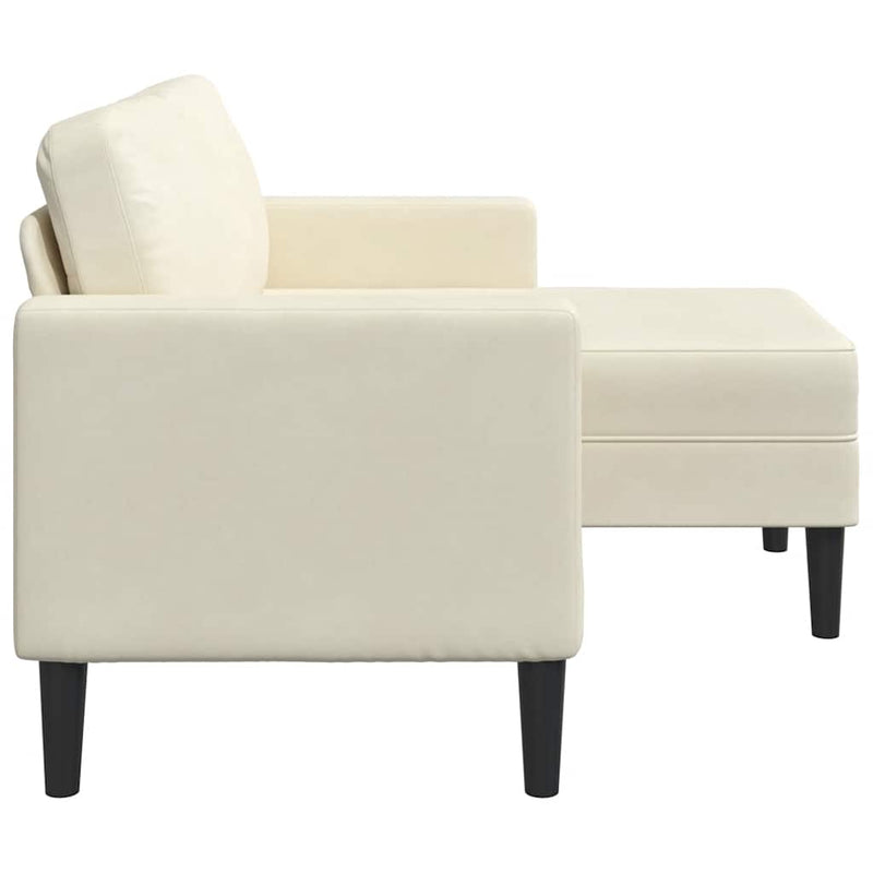 vidaXL krémszínű bársony 2 üléses kanapé L-alakú kanapéval 125 cm
