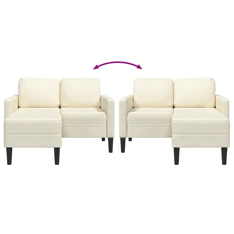 vidaXL krémszínű bársony 2 üléses kanapé L-alakú kanapéval 125 cm