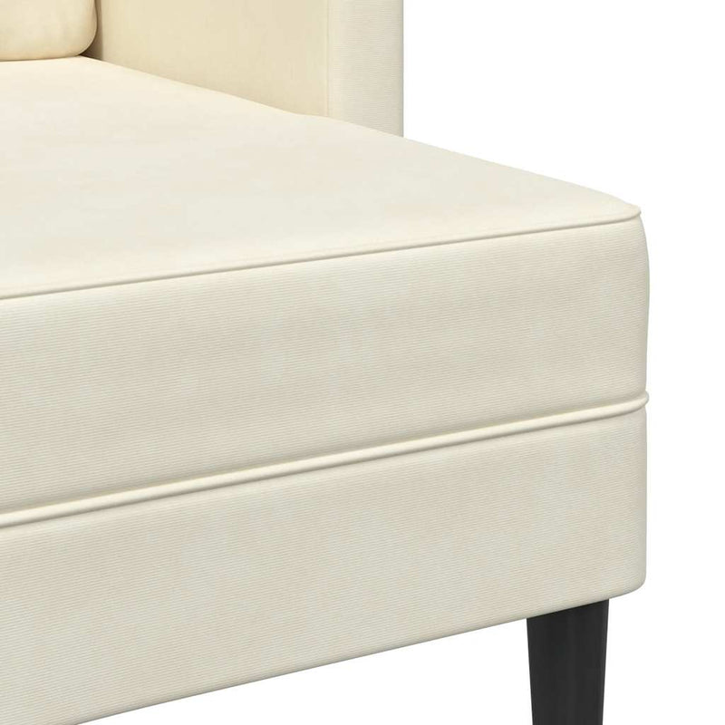 vidaXL krémszínű bársony 2 üléses kanapé L-alakú kanapéval 125 cm