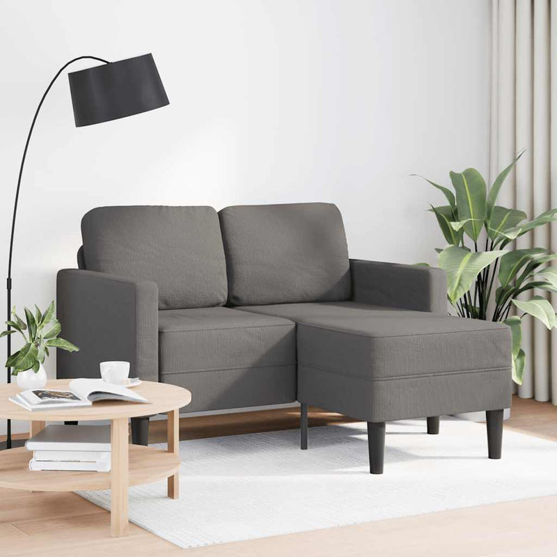 vidaXL világosszürke vászon 2 üléses kanapé L-alakú kanapéval 125 cm
