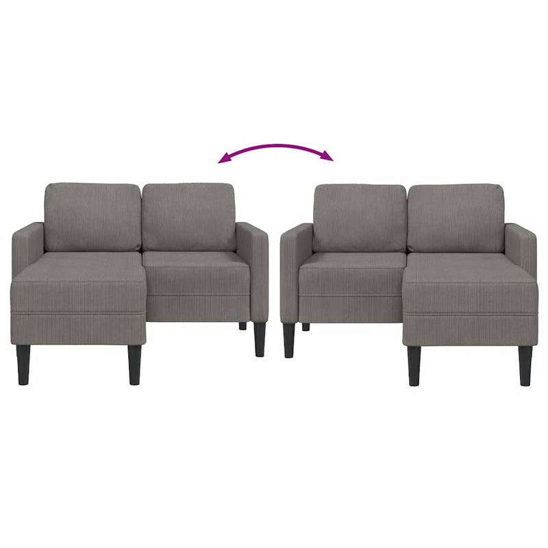 vidaXL világosszürke vászon 2 üléses kanapé L-alakú kanapéval 125 cm