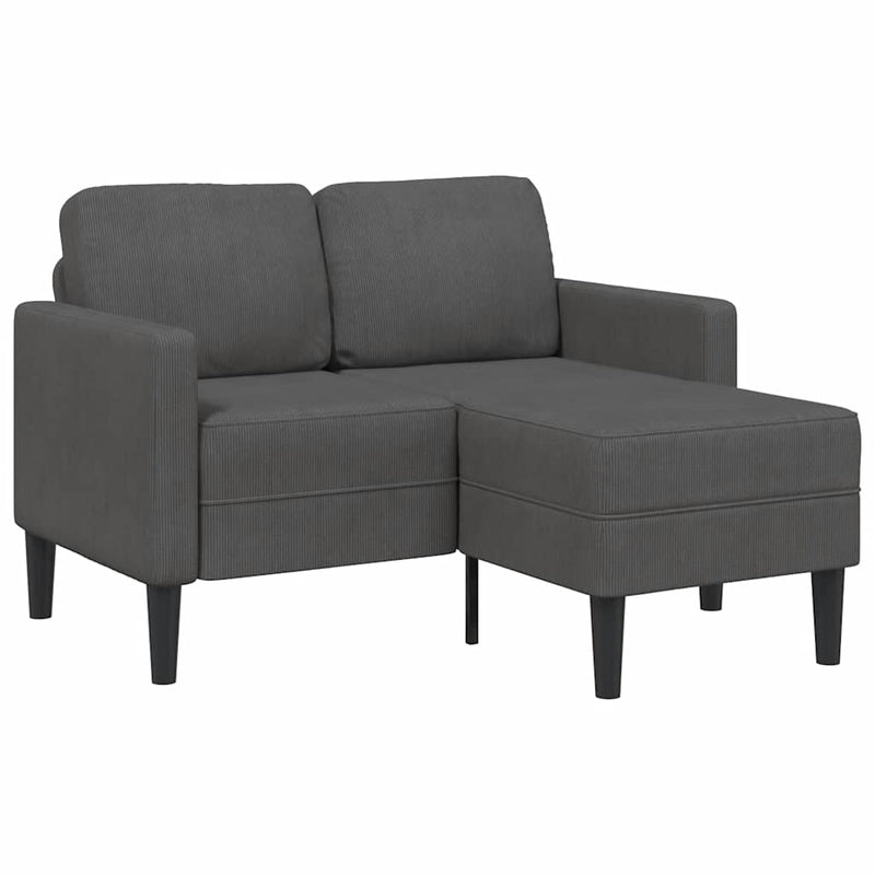 vidaXL kétszemélyes, L alakú, sötétszürke, lenvászon kanapé heverővel 125 cm