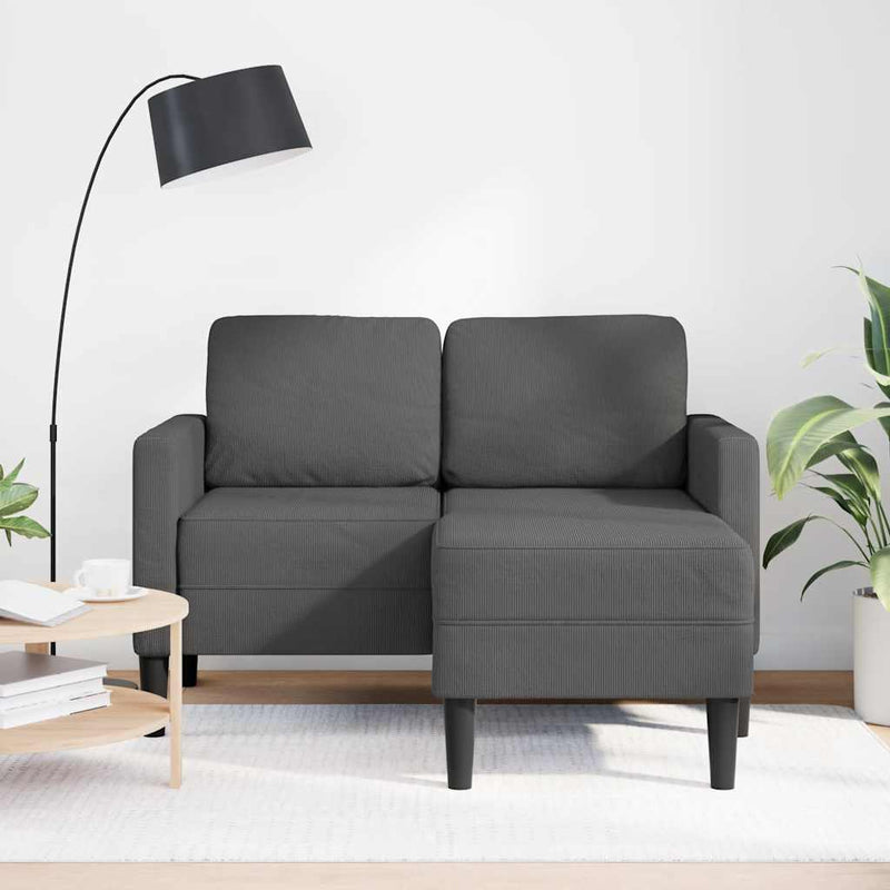 vidaXL kétszemélyes, L alakú, sötétszürke, lenvászon kanapé heverővel 125 cm
