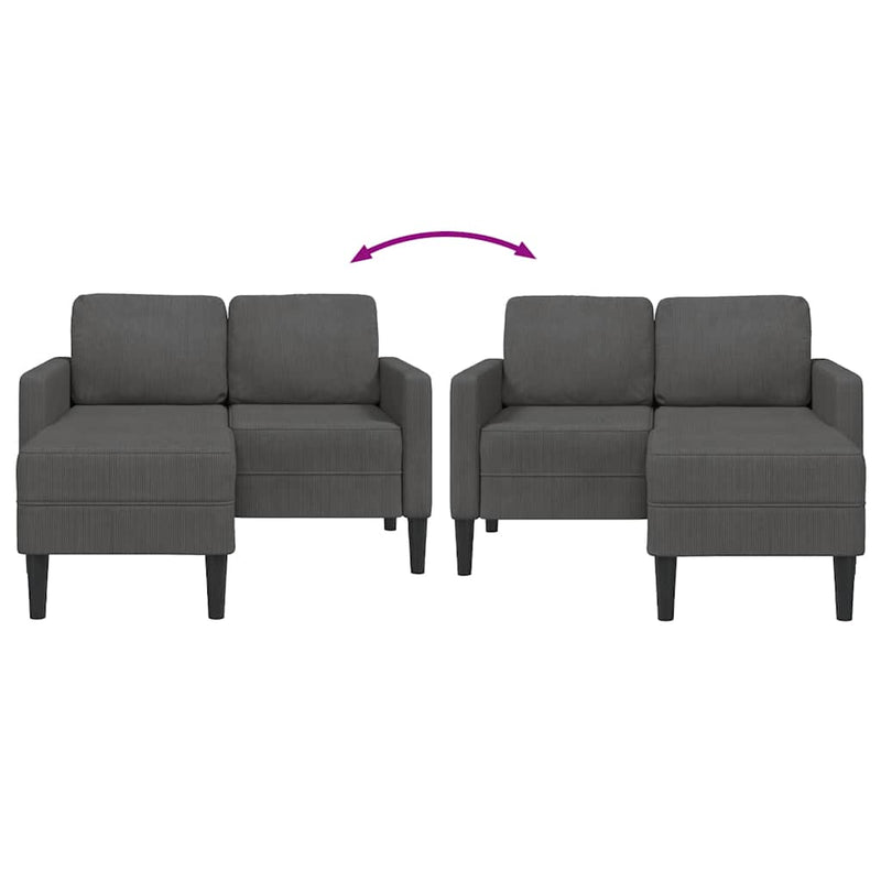 vidaXL kétszemélyes, L alakú, sötétszürke, lenvászon kanapé heverővel 125 cm