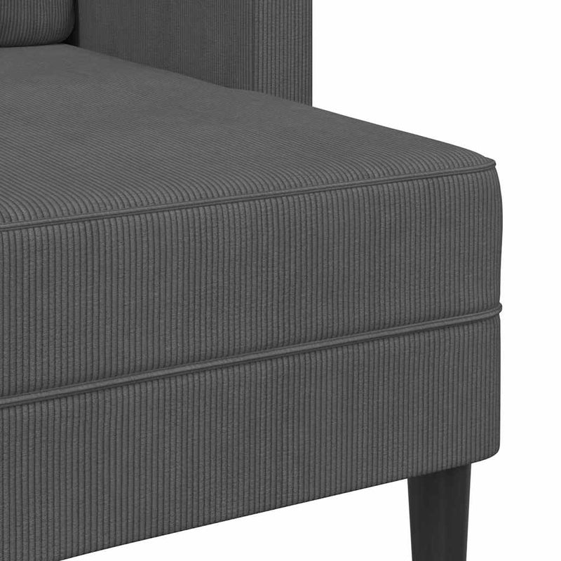 vidaXL kétszemélyes, L alakú, sötétszürke, lenvászon kanapé heverővel 125 cm