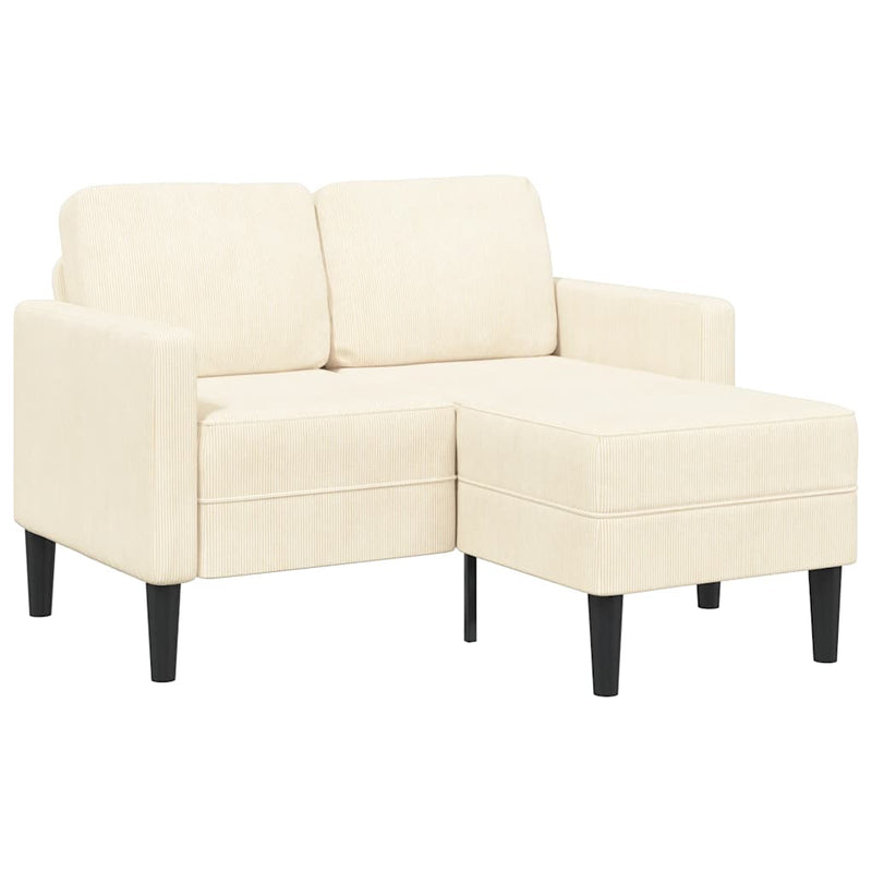 vidaXL krémszínű vászon 2 üléses kanapé L-alakú kanapéval 125 cm
