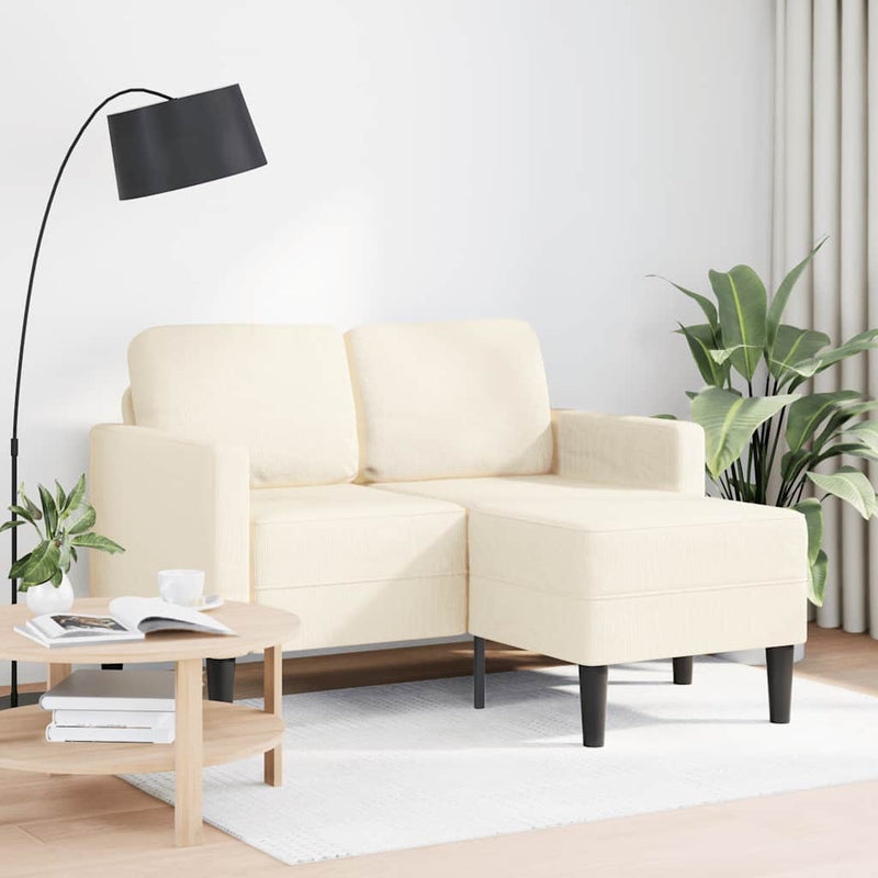 vidaXL krémszínű vászon 2 üléses kanapé L-alakú kanapéval 125 cm