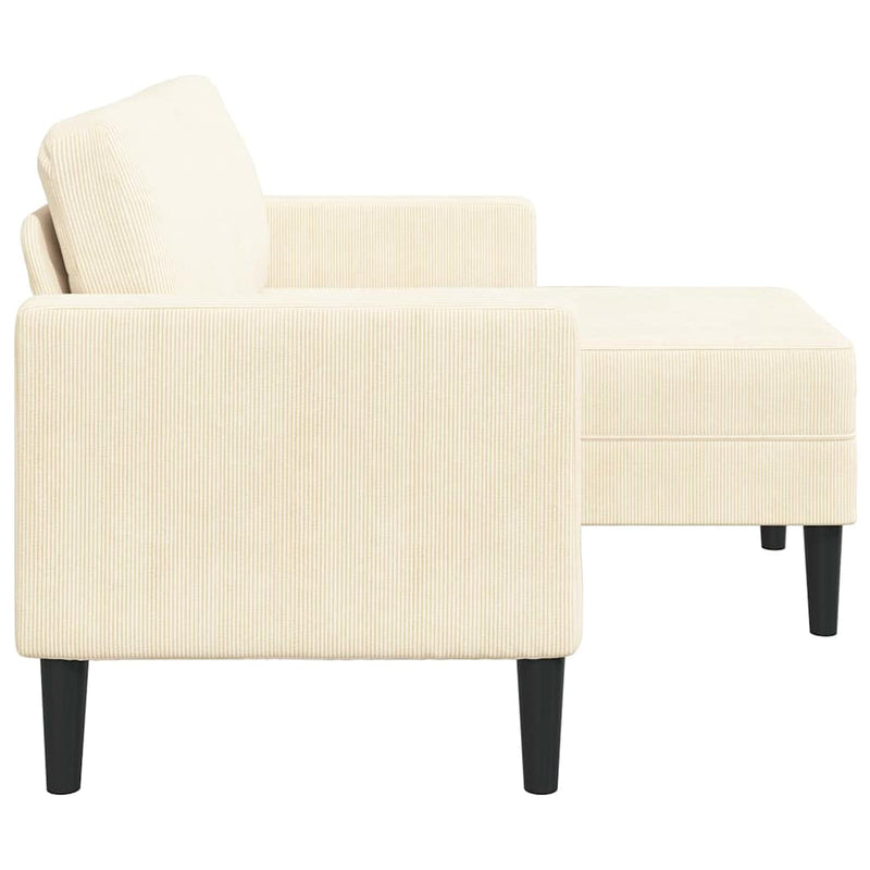 vidaXL krémszínű vászon 2 üléses kanapé L-alakú kanapéval 125 cm