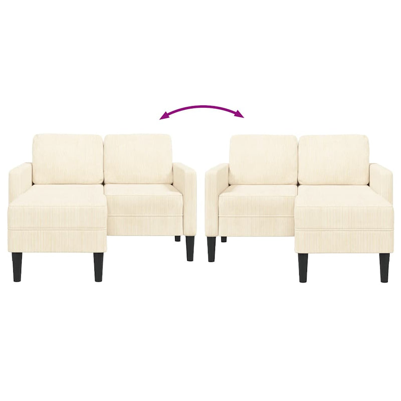 vidaXL krémszínű vászon 2 üléses kanapé L-alakú kanapéval 125 cm