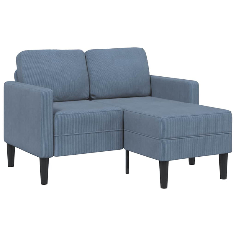 vidaXL kék vászon 2 üléses kanapé L-alakú kanapéval 125 cm