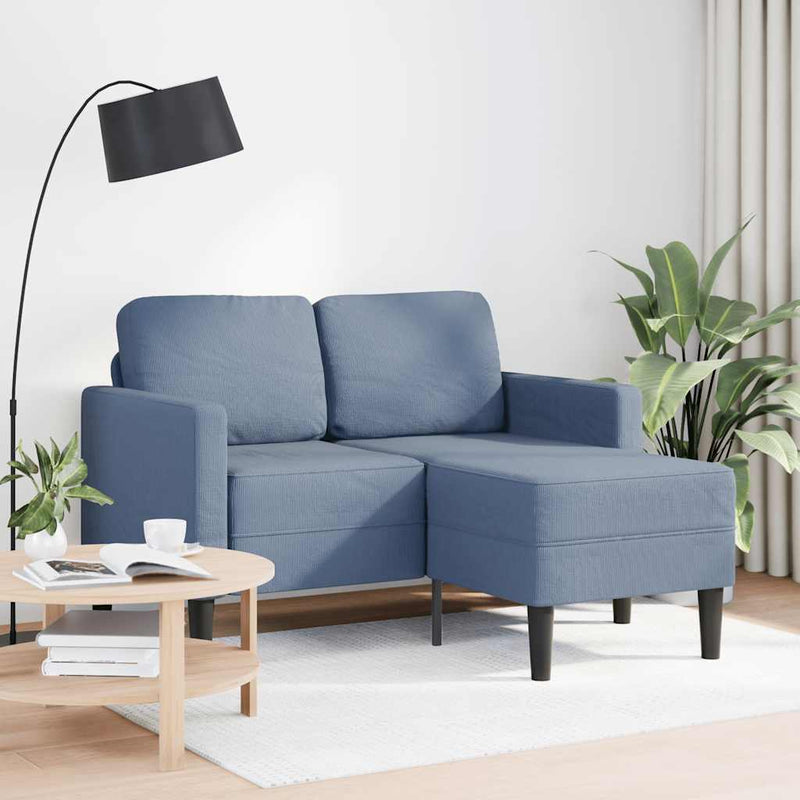 vidaXL kék vászon 2 üléses kanapé L-alakú kanapéval 125 cm