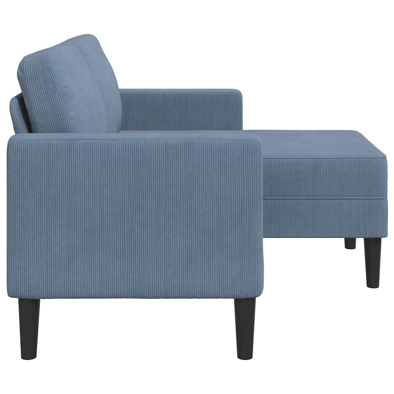 vidaXL kék vászon 2 üléses kanapé L-alakú kanapéval 125 cm