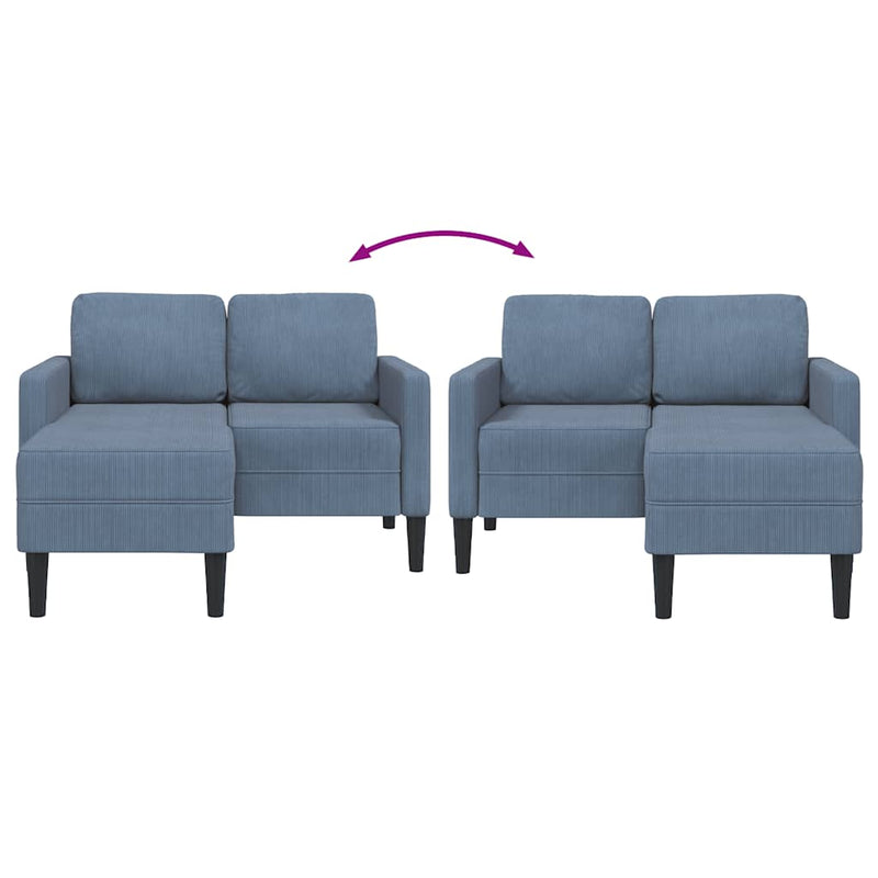 vidaXL kék vászon 2 üléses kanapé L-alakú kanapéval 125 cm