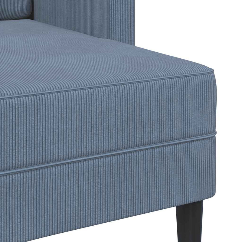 vidaXL kék vászon 2 üléses kanapé L-alakú kanapéval 125 cm
