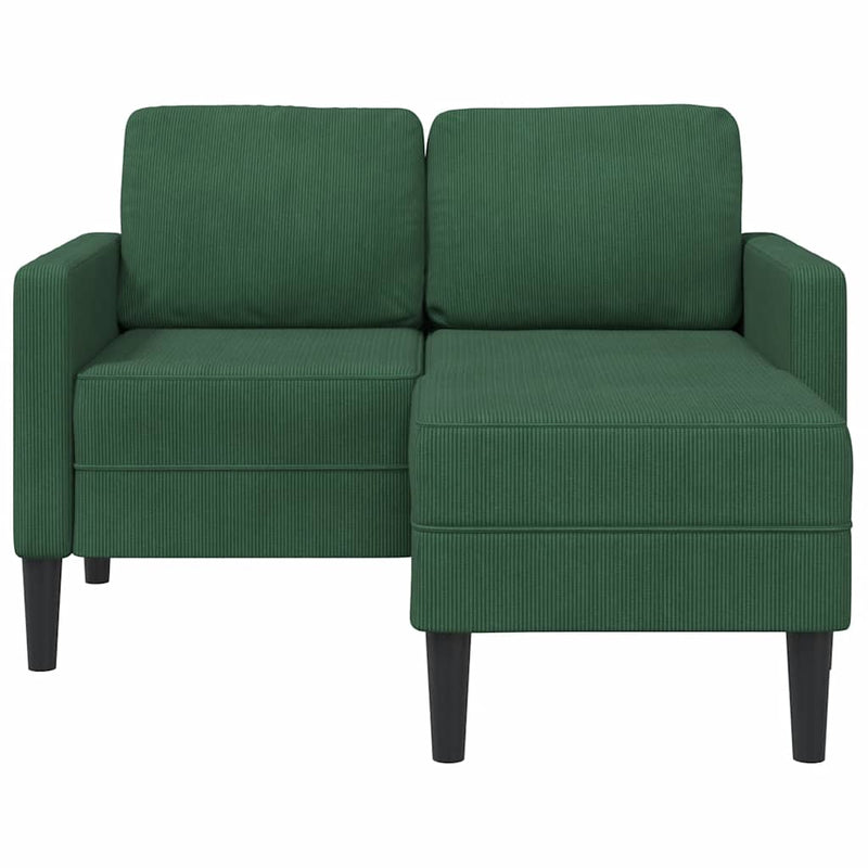 vidaXL sötét zöld vászon 2 üléses kanapé L-alakú kanapéval 125 cm