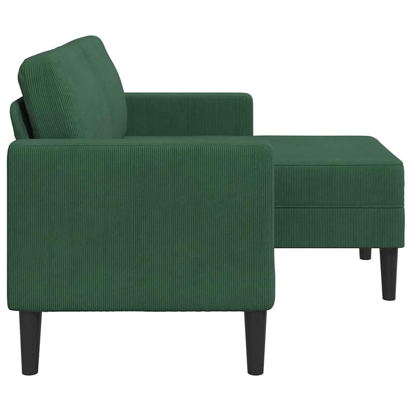 vidaXL sötét zöld vászon 2 üléses kanapé L-alakú kanapéval 125 cm