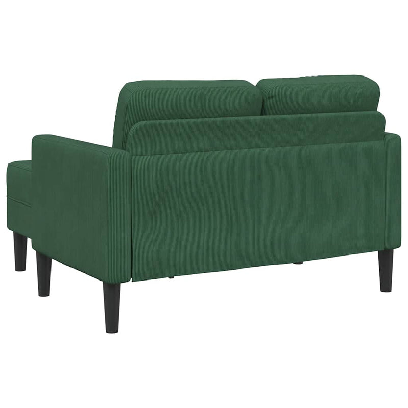 vidaXL sötét zöld vászon 2 üléses kanapé L-alakú kanapéval 125 cm