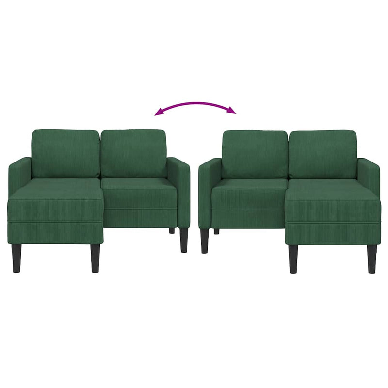 vidaXL sötét zöld vászon 2 üléses kanapé L-alakú kanapéval 125 cm