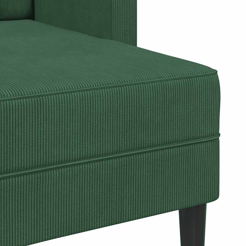 vidaXL sötét zöld vászon 2 üléses kanapé L-alakú kanapéval 125 cm