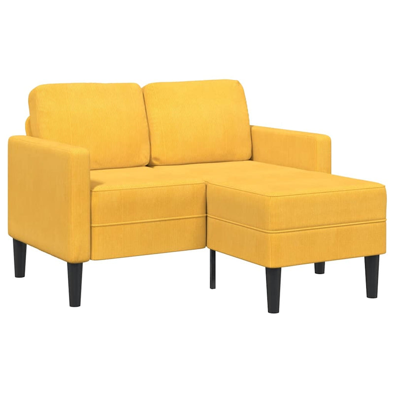 vidaXL világos sárga vászon 2 üléses kanapé L-alakú kanapéval 125 cm