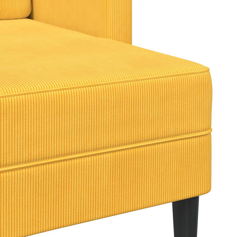 vidaXL világos sárga vászon 2 üléses kanapé L-alakú kanapéval 125 cm