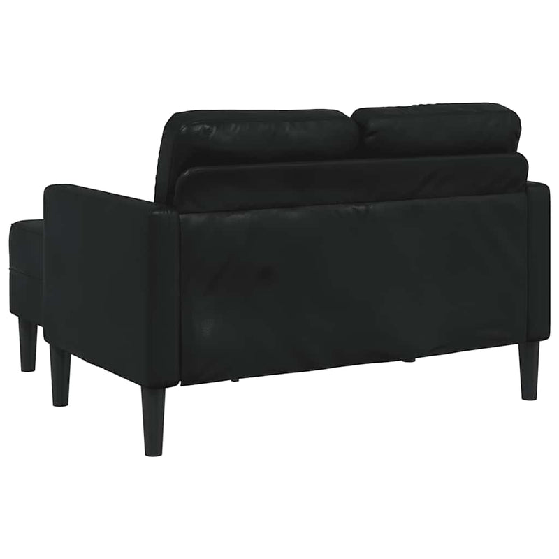 vidaXL kétszemélyes, L alakú, fekete műbőr kanapé heverővel 125 cm
