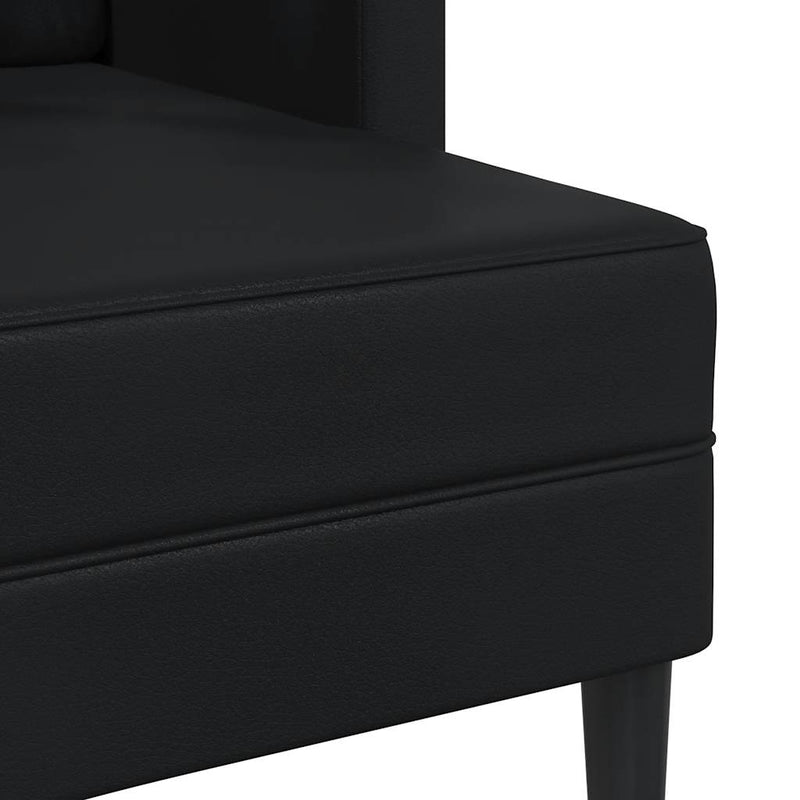 vidaXL kétszemélyes, L alakú, fekete műbőr kanapé heverővel 125 cm