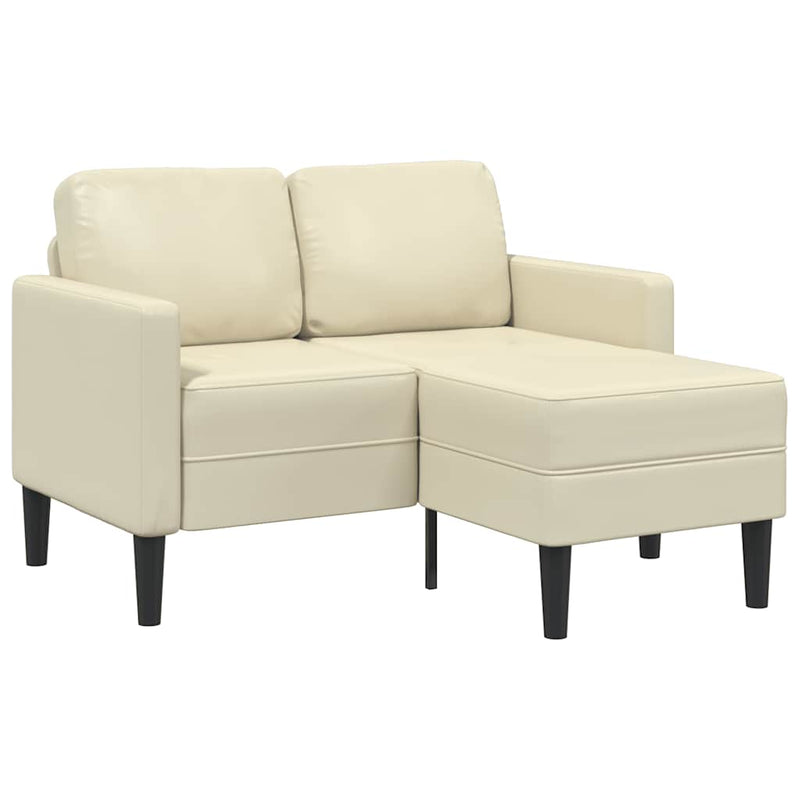 vidaXL krémszínű műbőr 2 üléses kanapé L-alakú kanapéval 125 cm