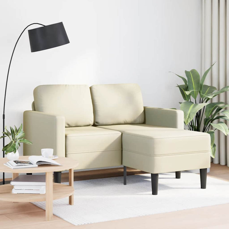 vidaXL krémszínű műbőr 2 üléses kanapé L-alakú kanapéval 125 cm