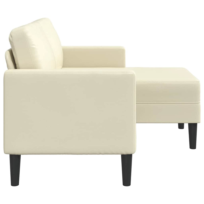 vidaXL krémszínű műbőr 2 üléses kanapé L-alakú kanapéval 125 cm